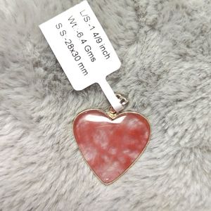 Watermelon Cherry Quartz Heart Pendant 925 Sterling Silver